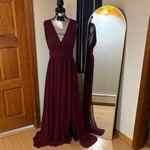 Elegant Burgundy Evening Gown